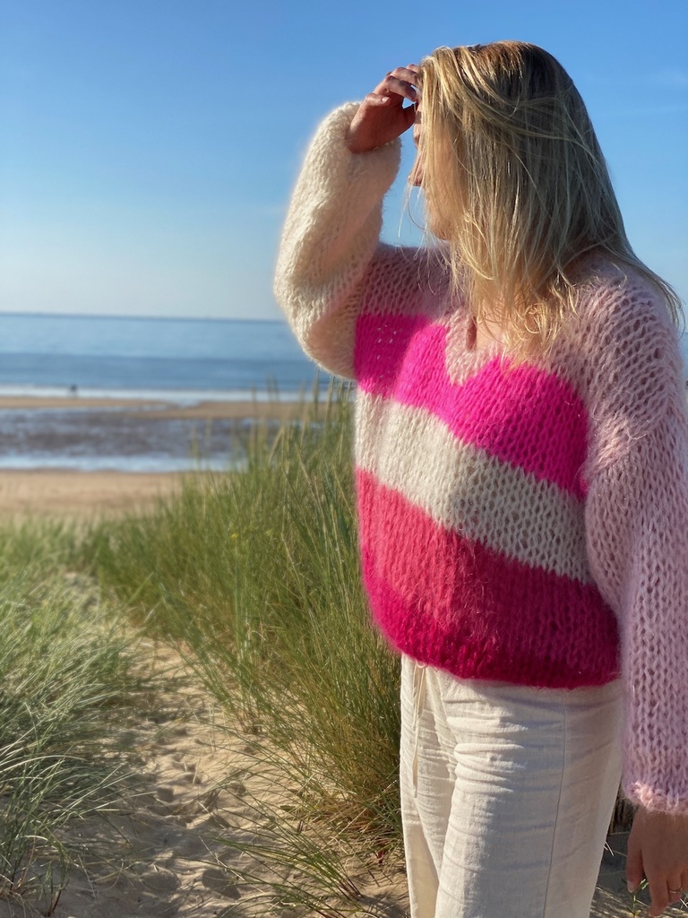 Juliette striped sweater - Cream/Pink/Fluo Pink/Fuchsia