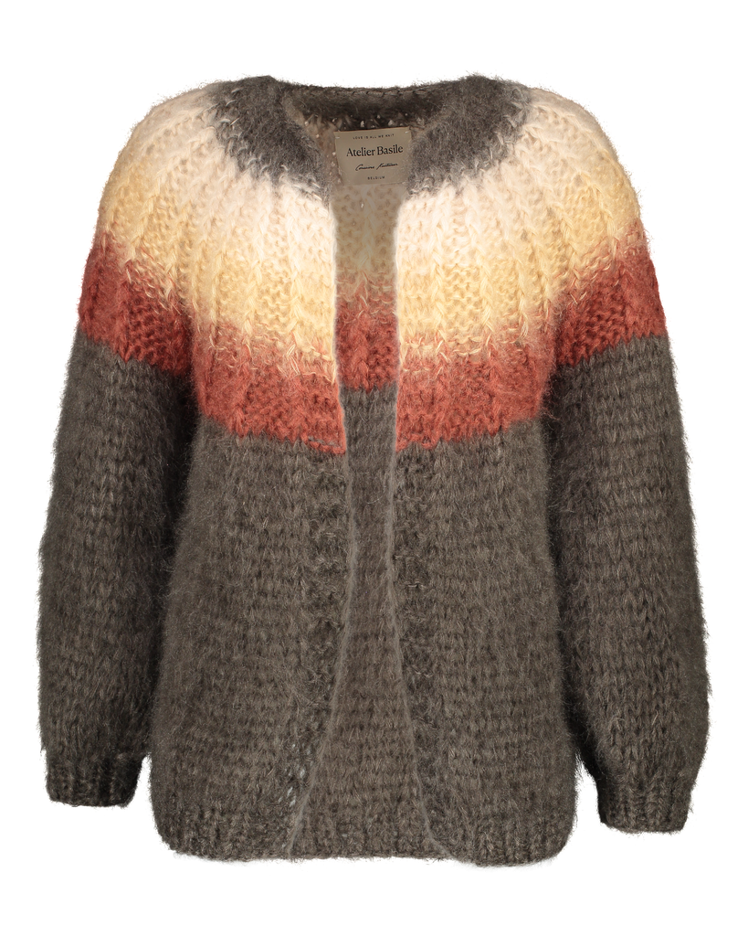 Camelia Cardigan - Ombre Brown Grey - Cafe au Lait/Camel/Mahogany