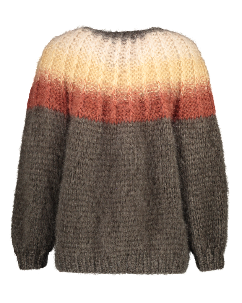 Camelia Cardigan - Ombre Brown Grey - Cafe au Lait/Camel/Mahogany