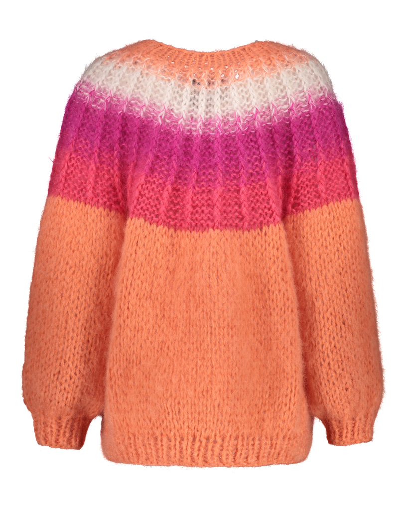 Camelia Cardigan - Ombre Muted Orange - Soft pink/Fuchsia/Vivid pink