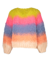 Paulette Cardigan Degrade Stripes - Lemon/Vivid pink/Blue grey/Muted orange/Soft peach