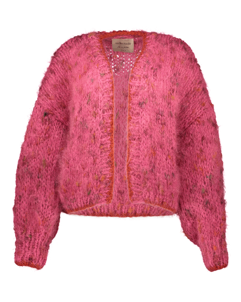 Rebelle Bomber Cardigan - Fuchsia - Rouge Orange Trim