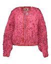 Rebelle Bomber Cardigan - Fuchsia - Rouge Orange Trim