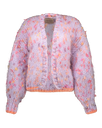 Rebelle Bomber Cardigan - Lilac/Pumpkin - Muted Orange Trim