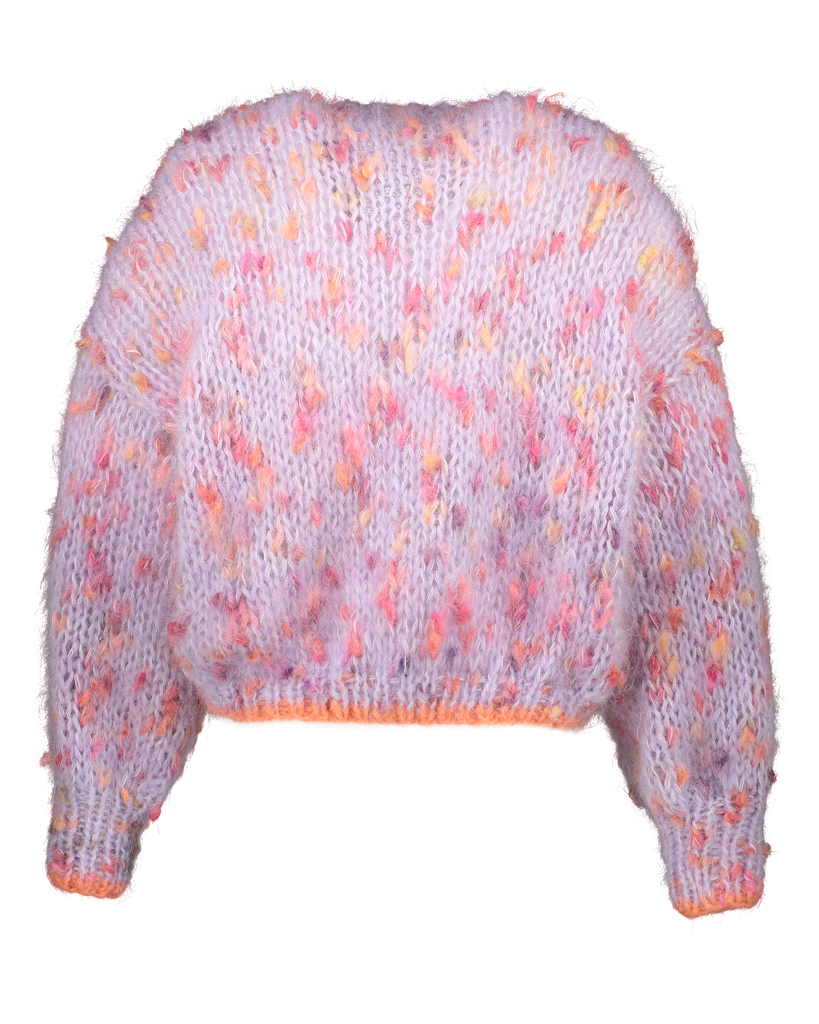 Rebelle Bomber Cardigan - Lilac/Pumpkin - Muted Orange Trim