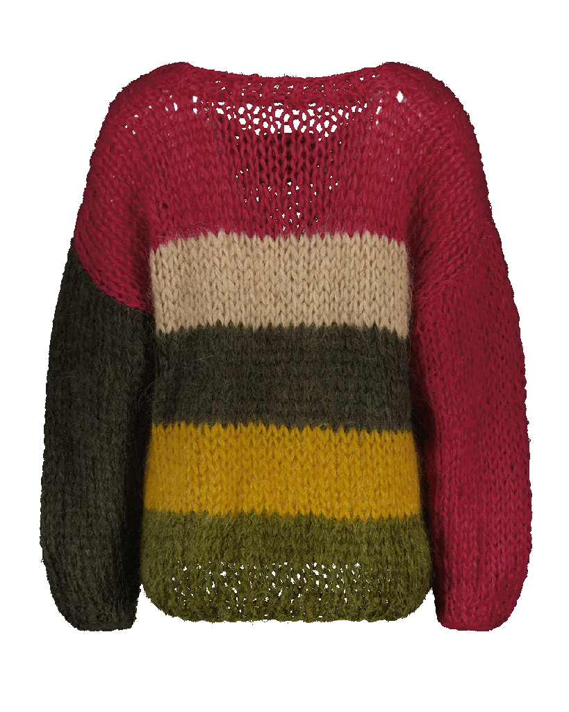 Juliette striped sweater - Fuchsia/Camel/Army green/Mustard