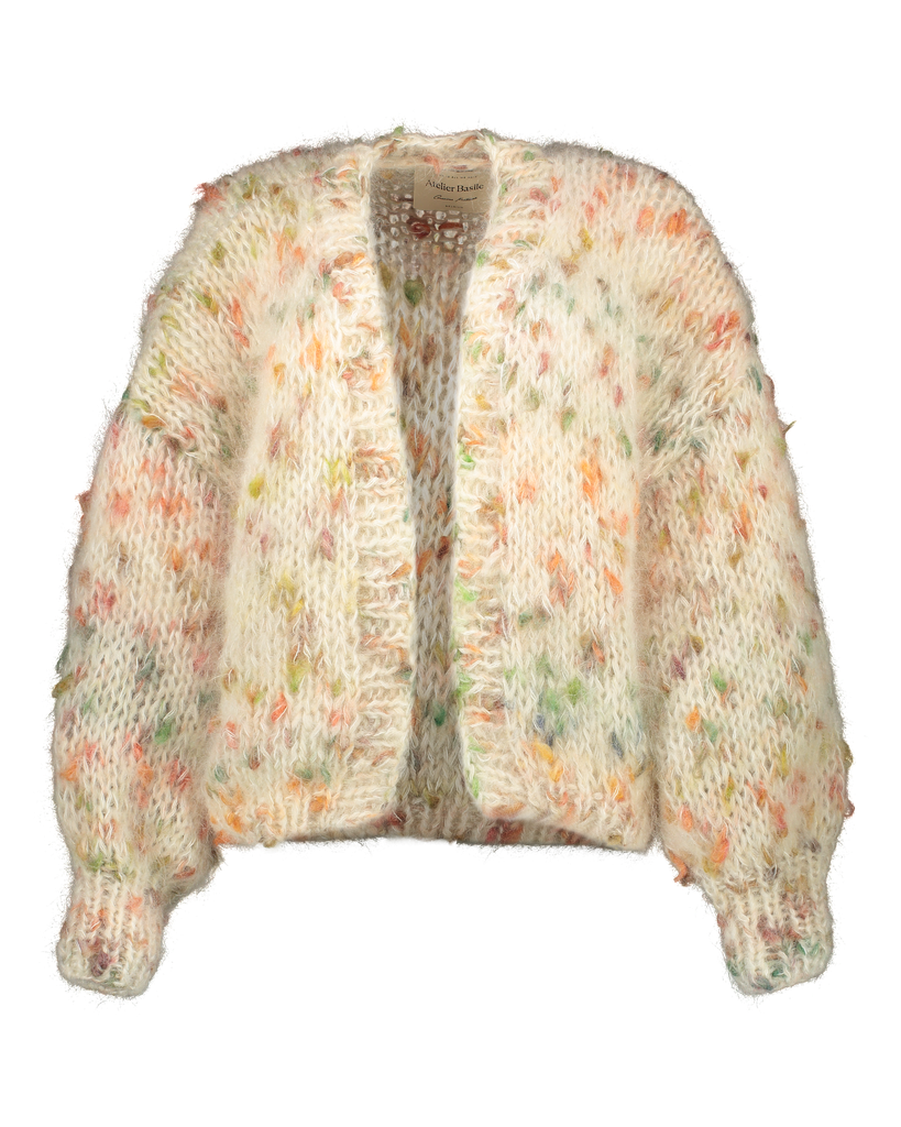 Rebelle Bomber Cardigan - Cream colored speckles