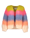 Paulette Cardigan Degrade Stripes - Lemon/Vivid pink/Blue grey/Muted orange/Soft peach