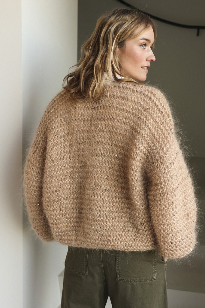 Colette Cardigan - Camel - Sequins