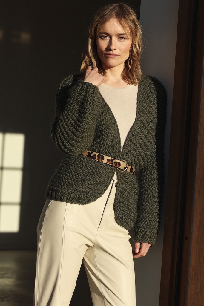 COLETTE CARDIGAN - ARMY GREEN BLOOM