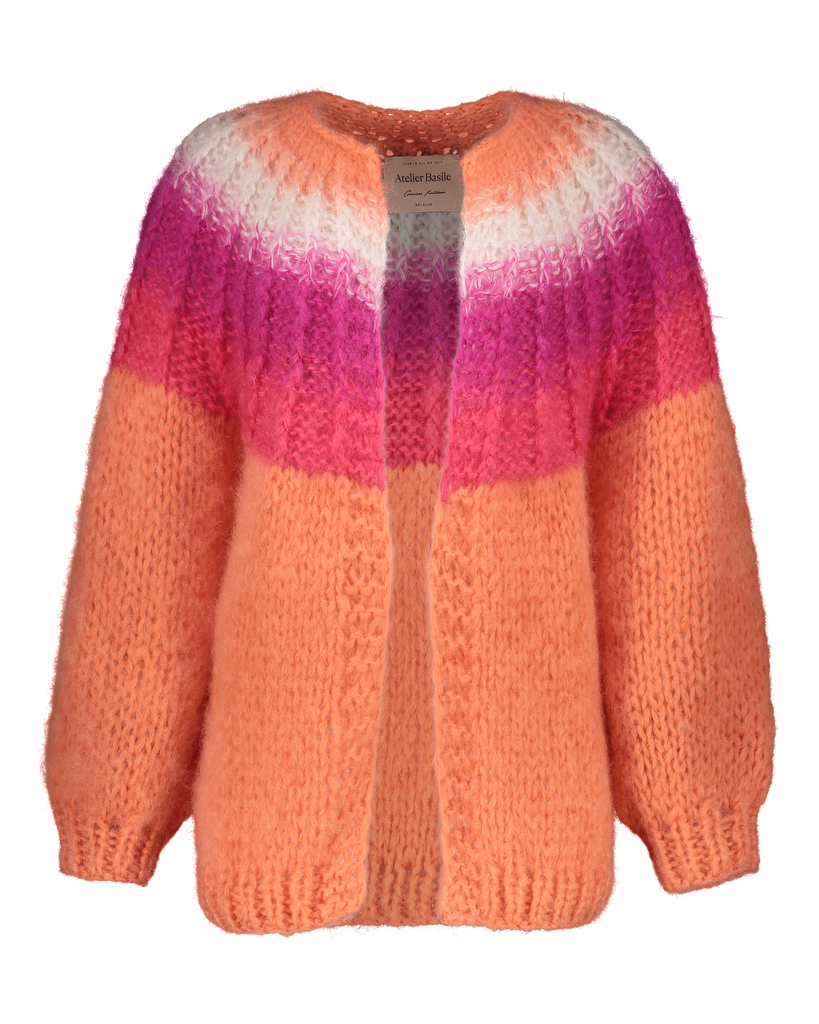 Camelia Cardigan - Ombre Muted Orange - Soft pink/Fuchsia/Vivid pink