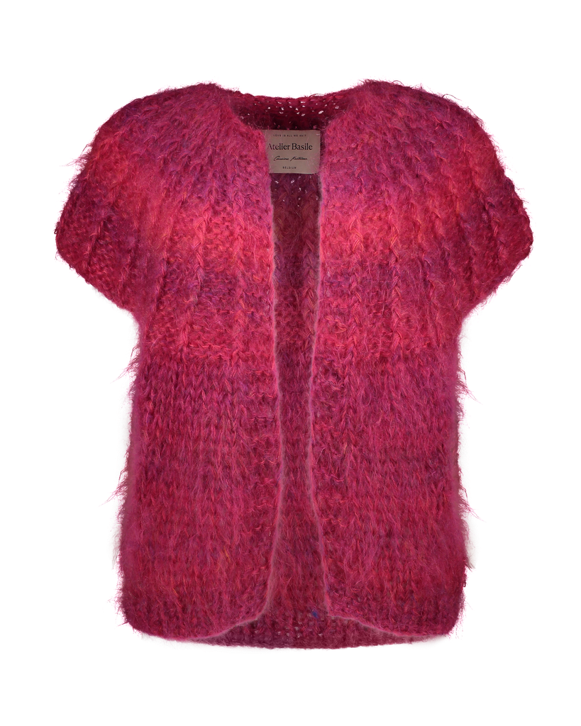 Hana cropped sleeveless cardigan - Fuchsia degrade