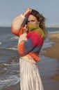 Paulette Cardigan Degrade Stripes - Lemon/Vivid pink/Blue grey/Muted orange/Soft peach