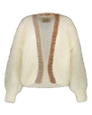 Rebelle bomber cardigan - Cream White - beige trim