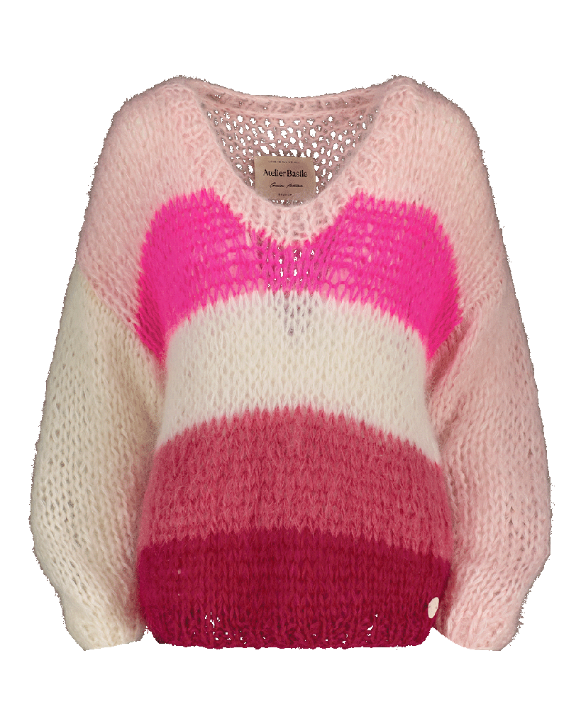 Juliette striped sweater - Cream/Pink/Fluo Pink/Fuchsia