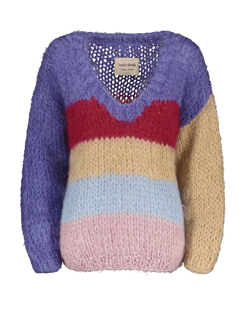 Juliette striped sweater - Mauve/Fuchsia/camel/blue/pink