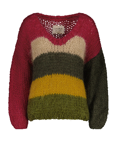 [JULIETTE - 4 -  S/M] Juliette striped sweater - Fuchsia/Camel/Army green/Mustard