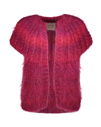 Hana cropped sleeveless cardigan - Fuchsia degrade