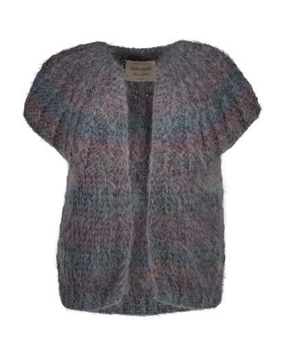 Hana cropped sleeveless cardigan - Teal/Fuchsia degrade